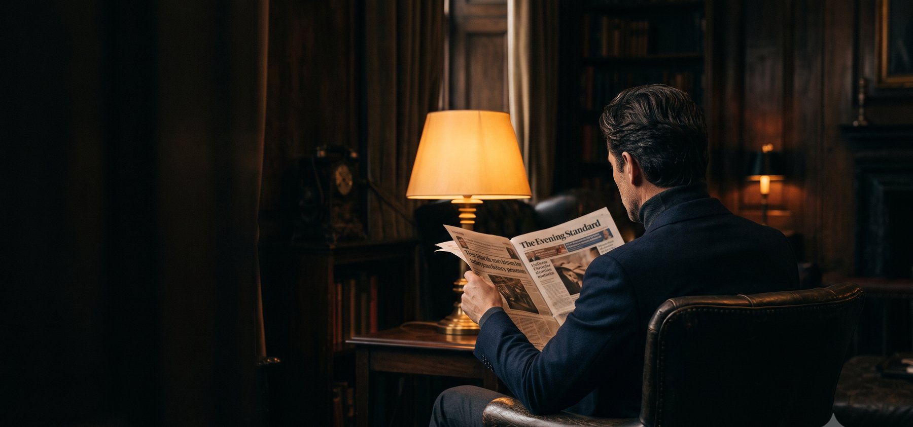 Mann liest entspannt Zeitung auf einem Sofa